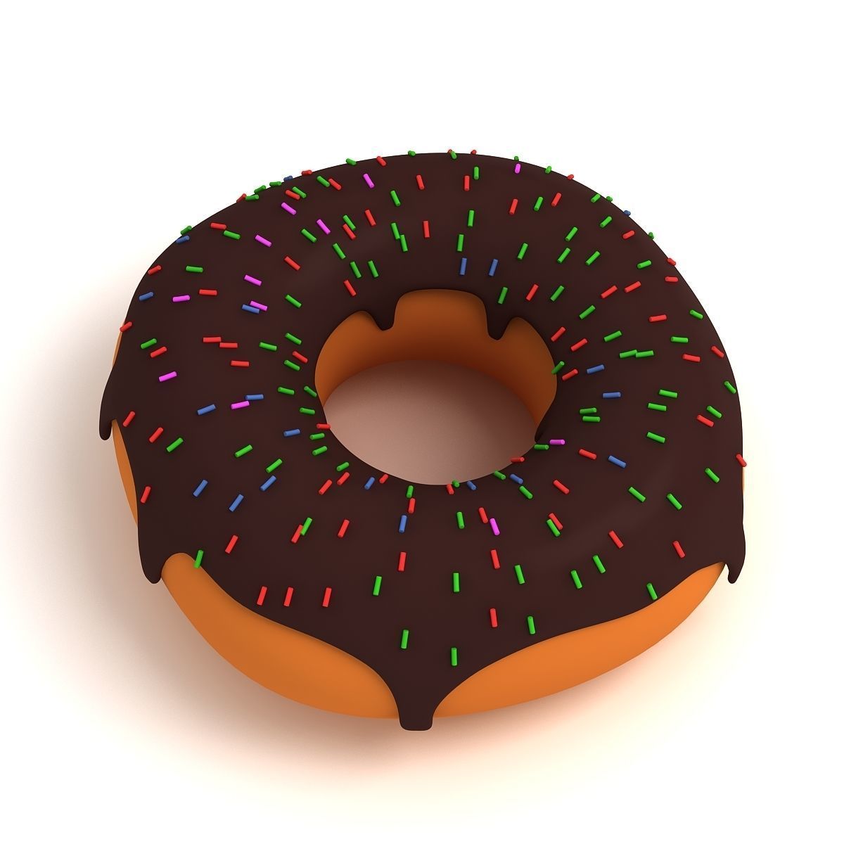 Donut chocolate with sprinkles 3D model_4