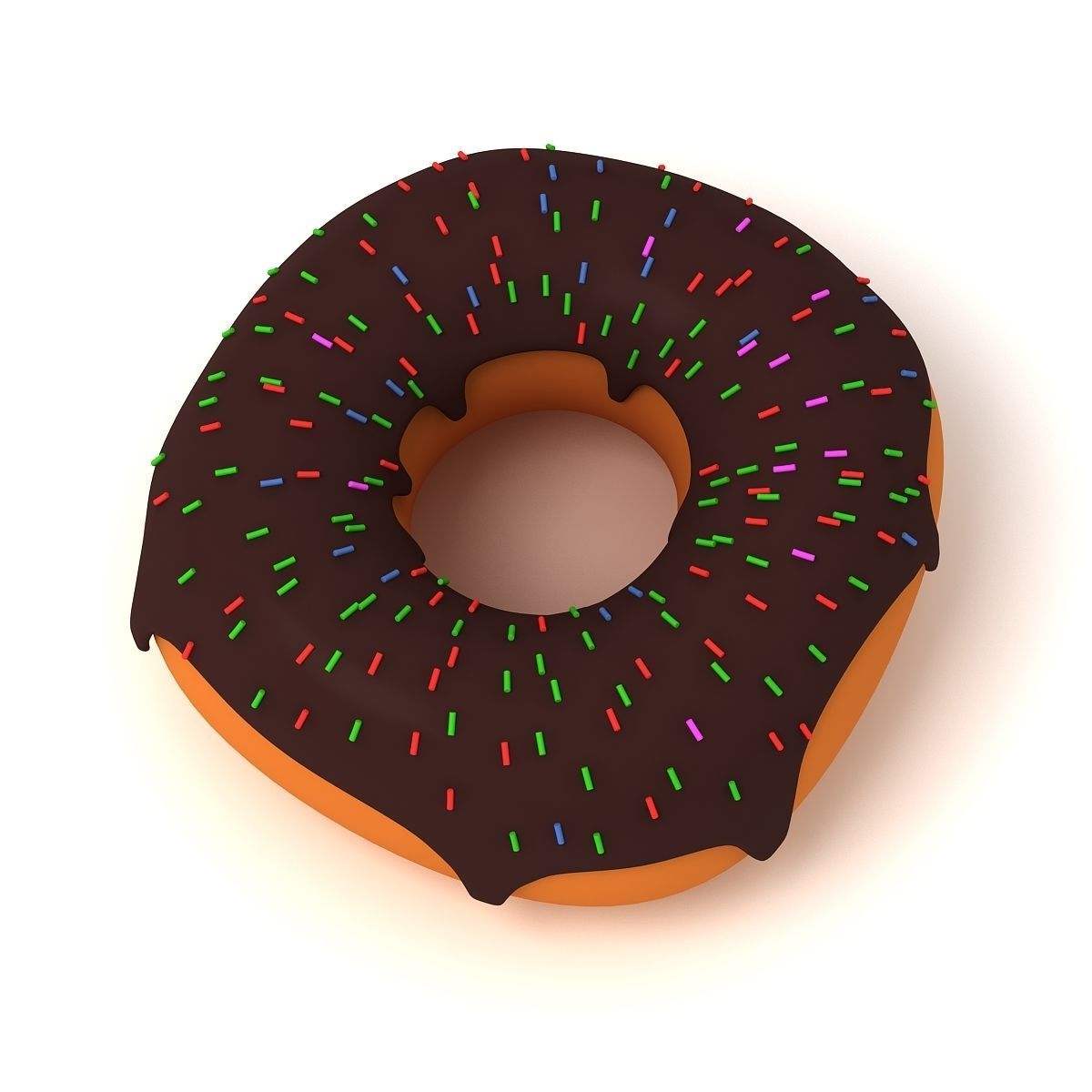 Donut chocolate with sprinkles 3D model_1