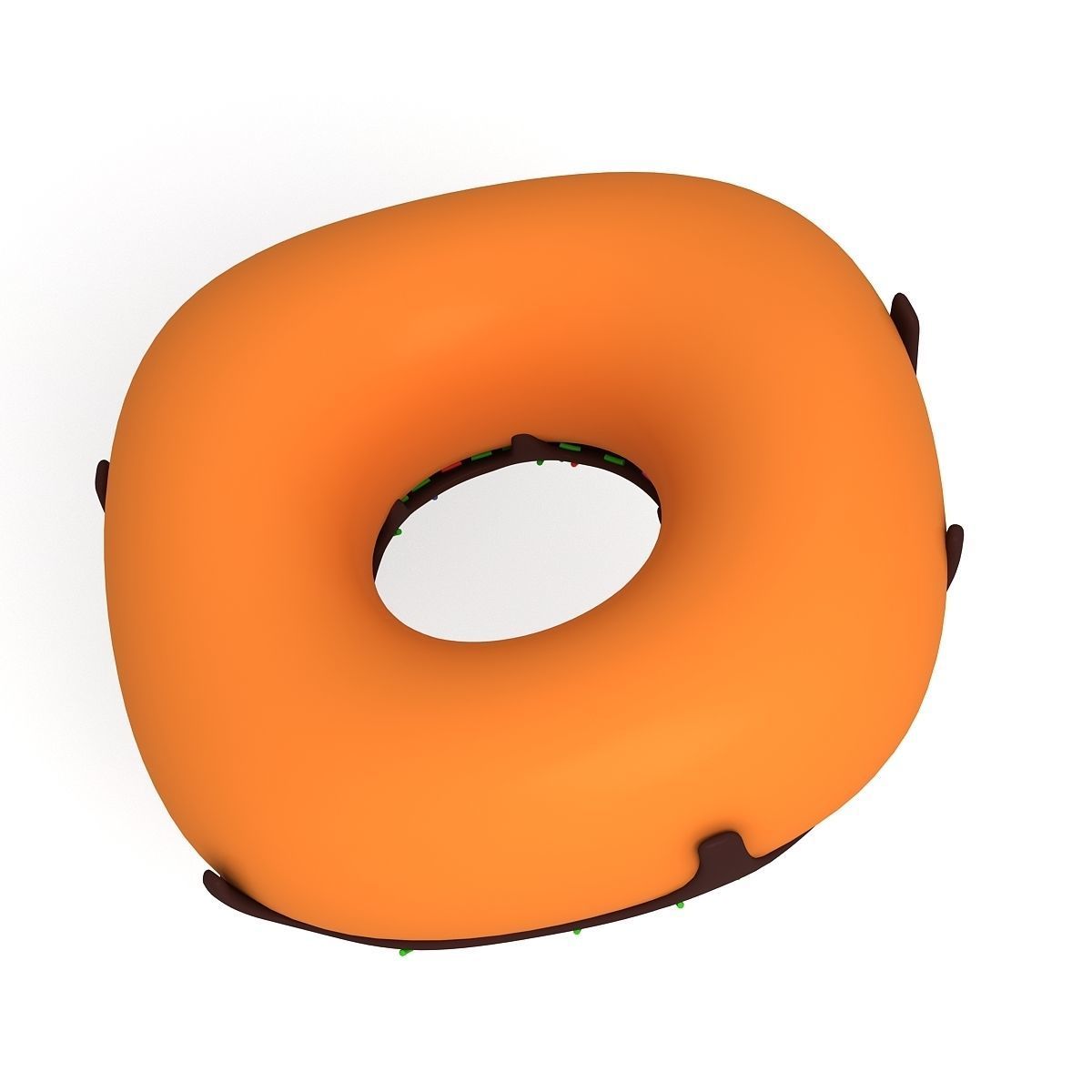 Donut chocolate with sprinkles 3D model_3