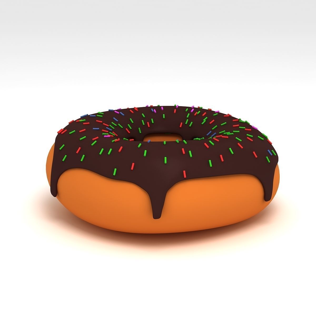 Donut chocolate with sprinkles 3D model_2