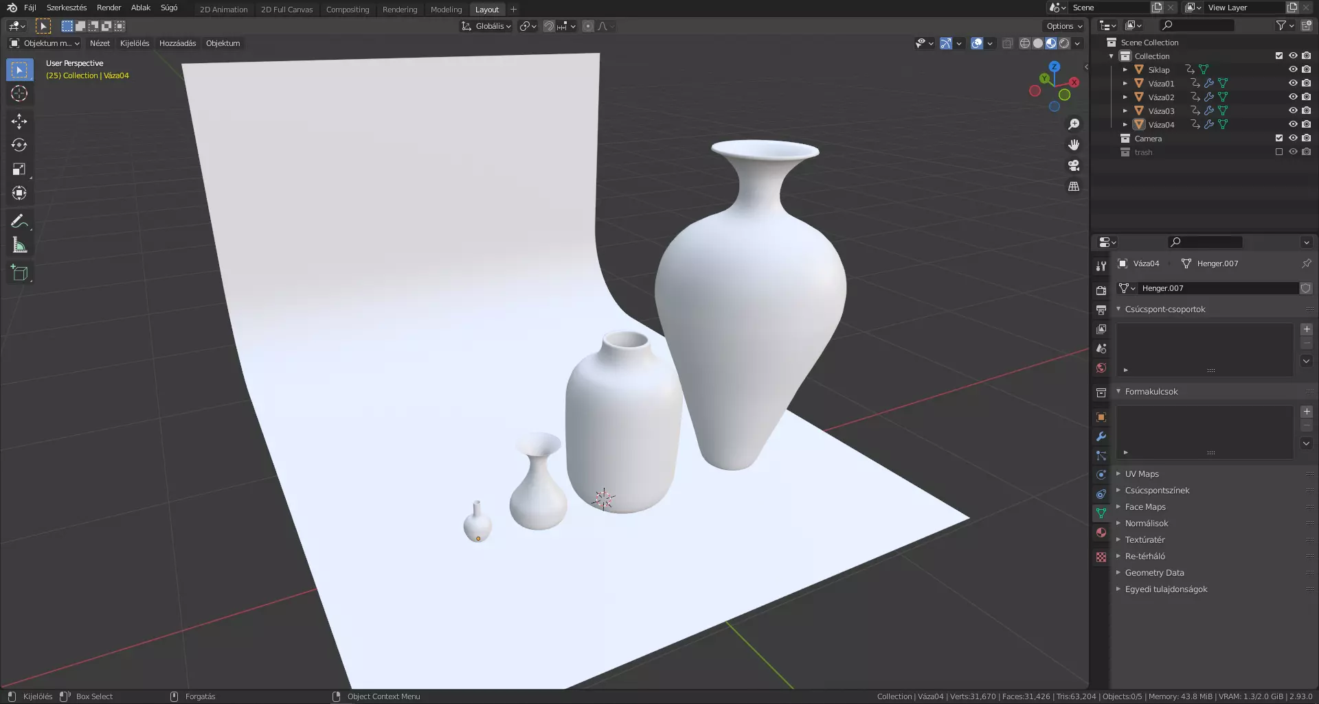 Base vases Low-poly 3D model_0