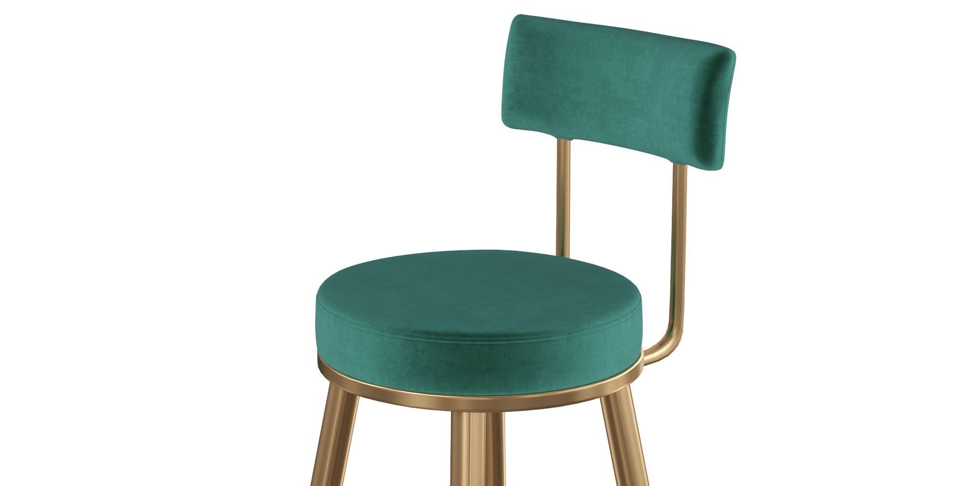 Black Counter Height Bar Stool Velvet 3D model_6