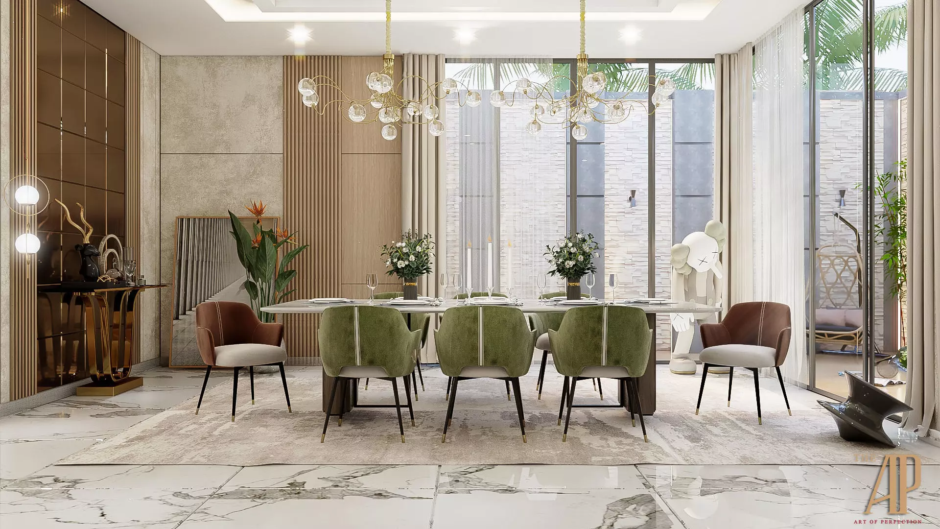 Interior Living room and Dining room and Kitchen 3D model