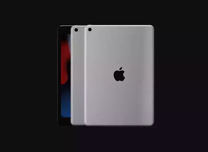 Apple iPad 9 in Official Colors Low-poly 3D model