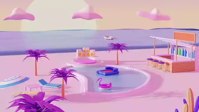 Low Poly Beach Environment