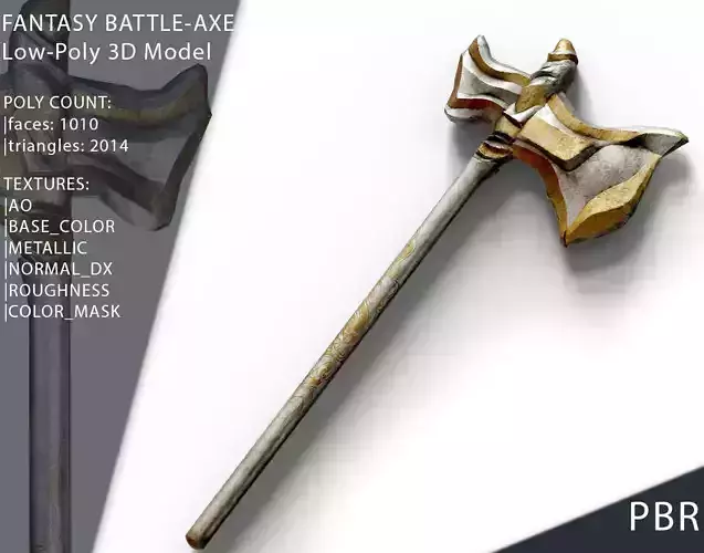 Fantasy Battle Axe Game Ready