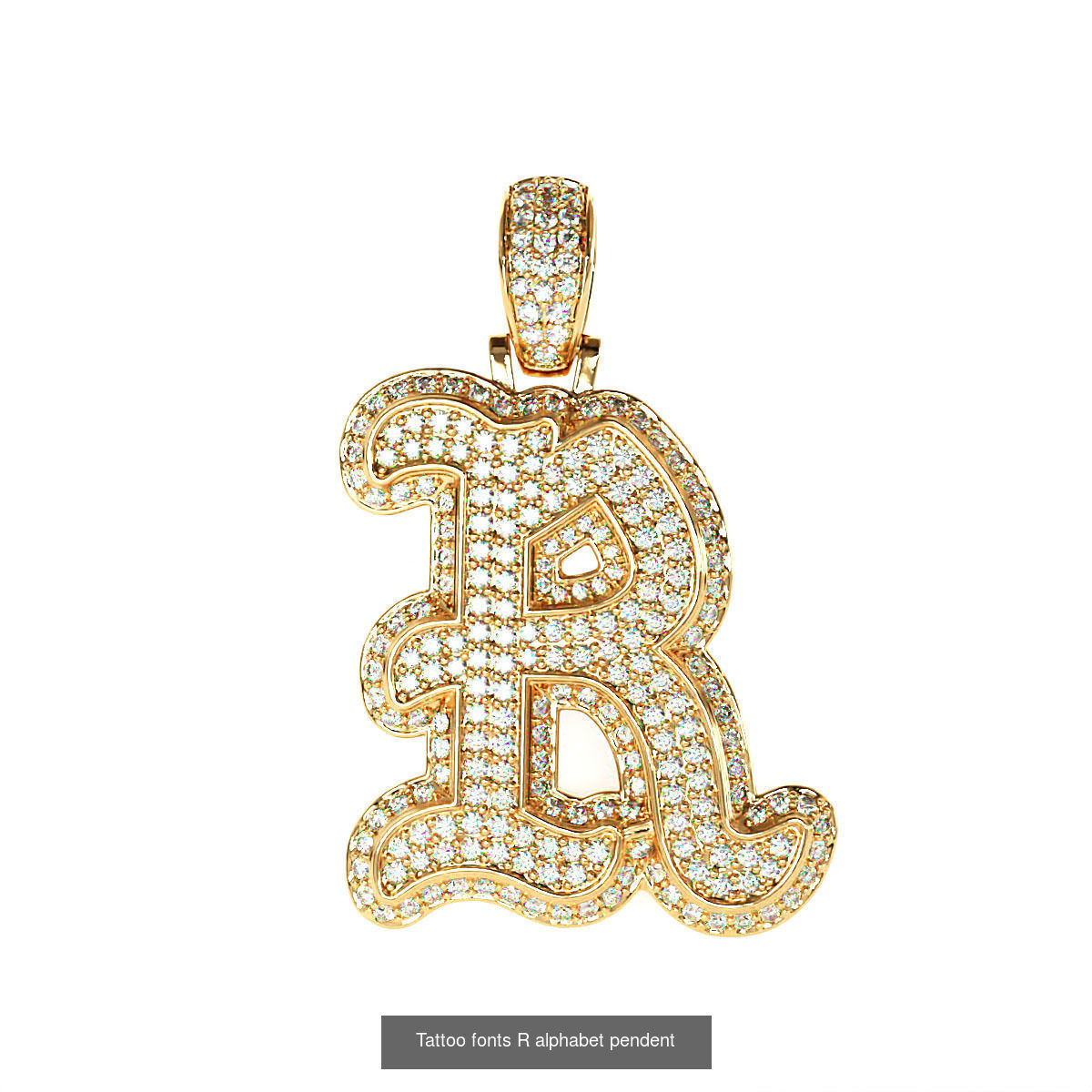 Tattoo fonts A to Z alphabet pendent 3D Model Collection_36