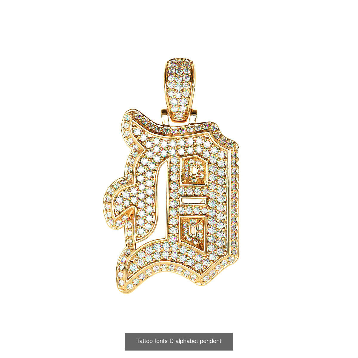 Tattoo fonts A to Z alphabet pendent 3D Model Collection_8