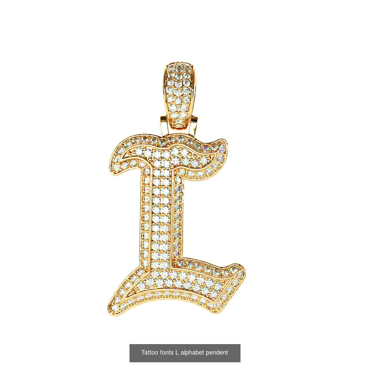 Tattoo fonts A to Z alphabet pendent 3D Model Collection_24