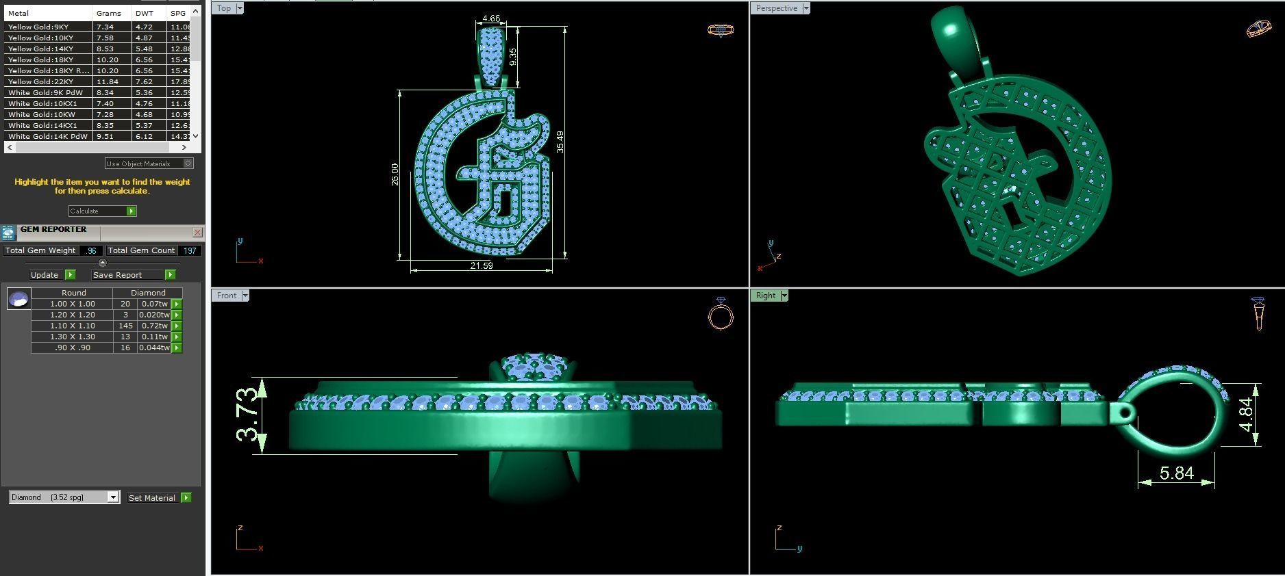 Tattoo fonts A to Z alphabet pendent 3D Model Collection_15