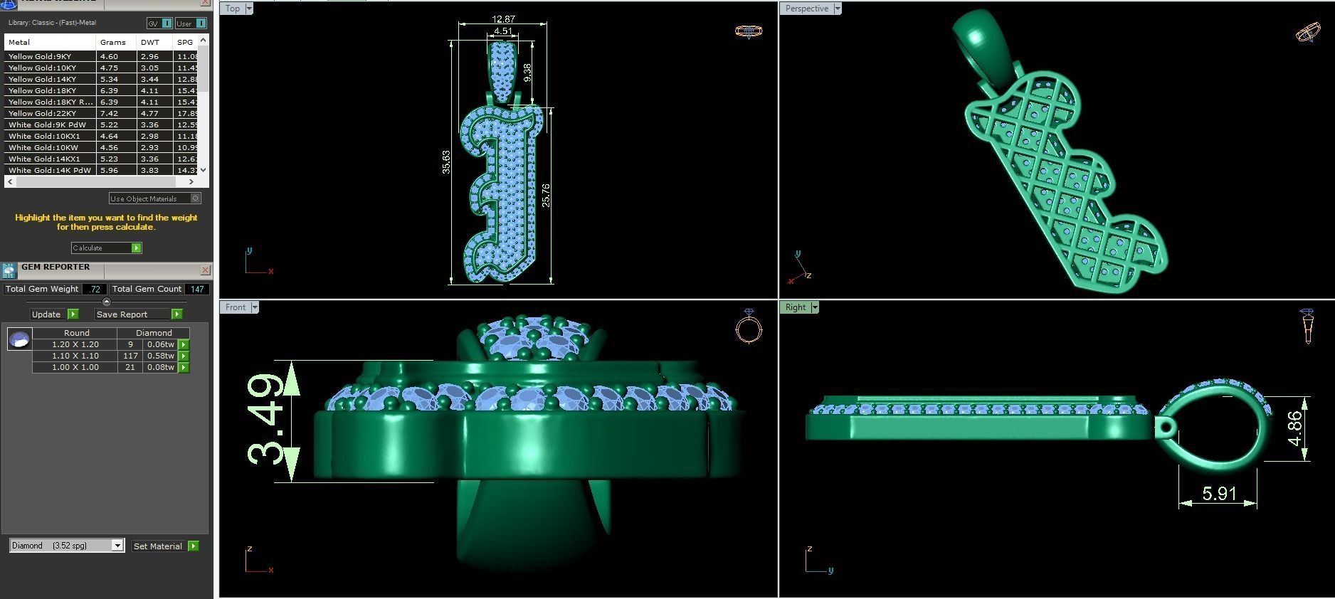 Tattoo fonts A to Z alphabet pendent 3D Model Collection_19