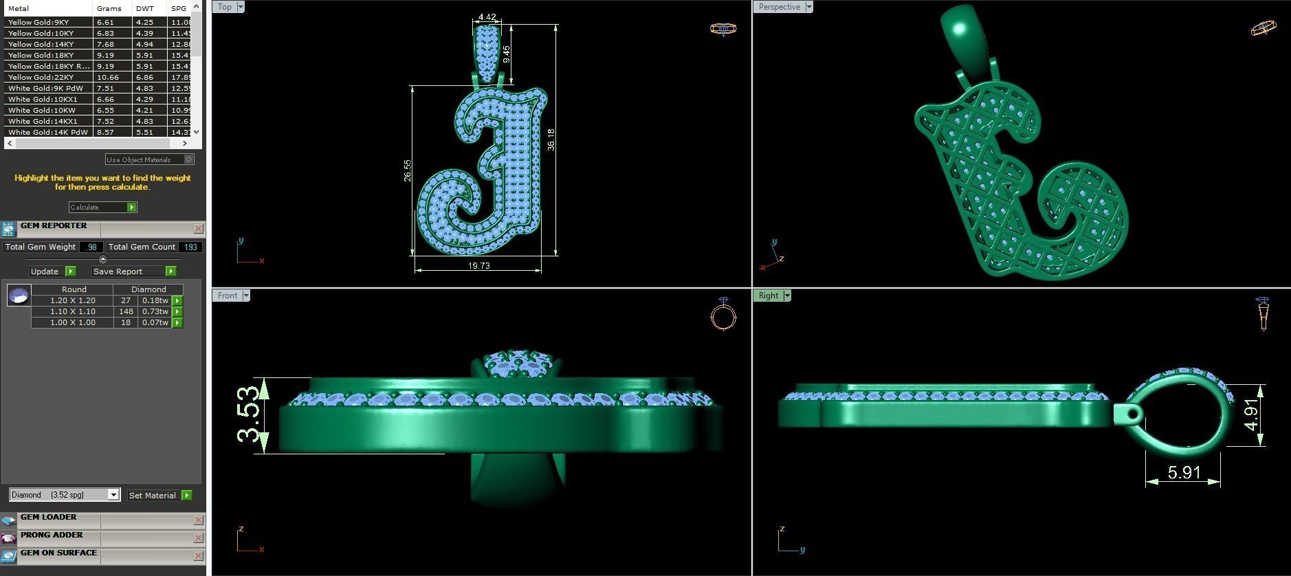 Tattoo fonts A to Z alphabet pendent 3D Model Collection_21