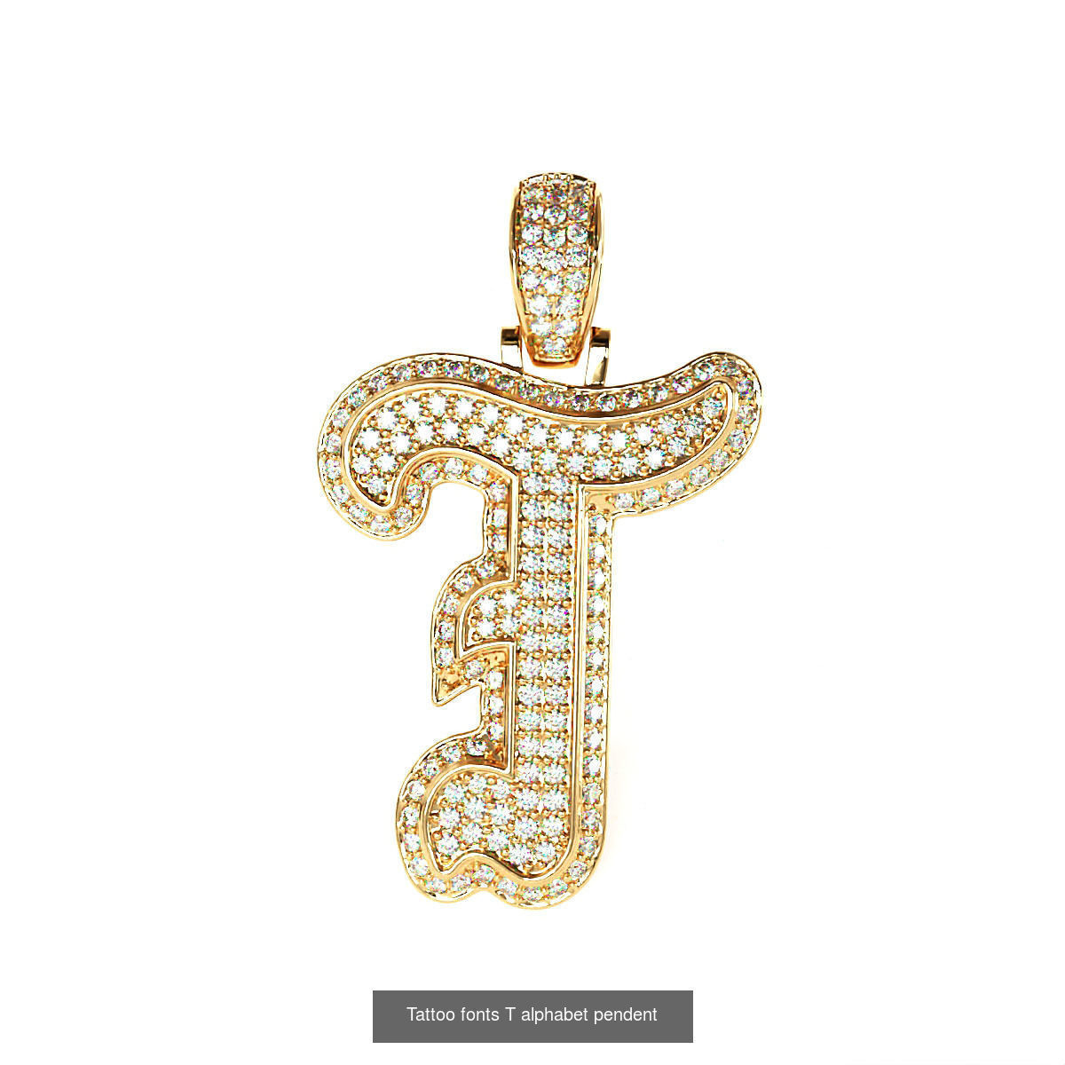 Tattoo fonts A to Z alphabet pendent 3D Model Collection_40