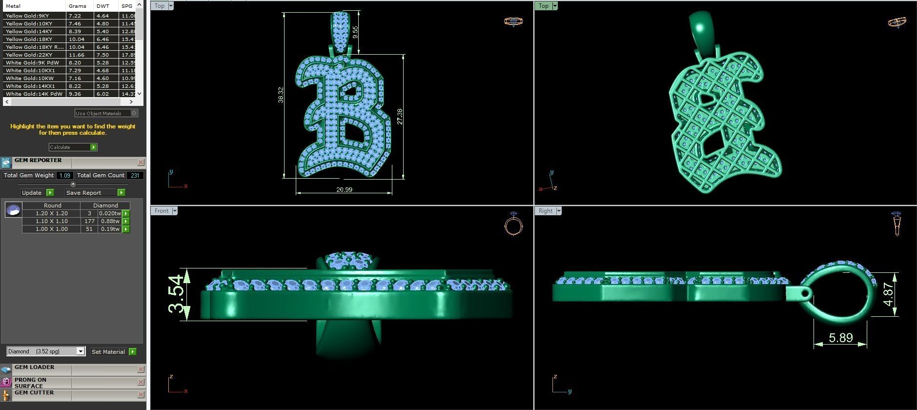 Tattoo fonts A to Z alphabet pendent 3D Model Collection_5