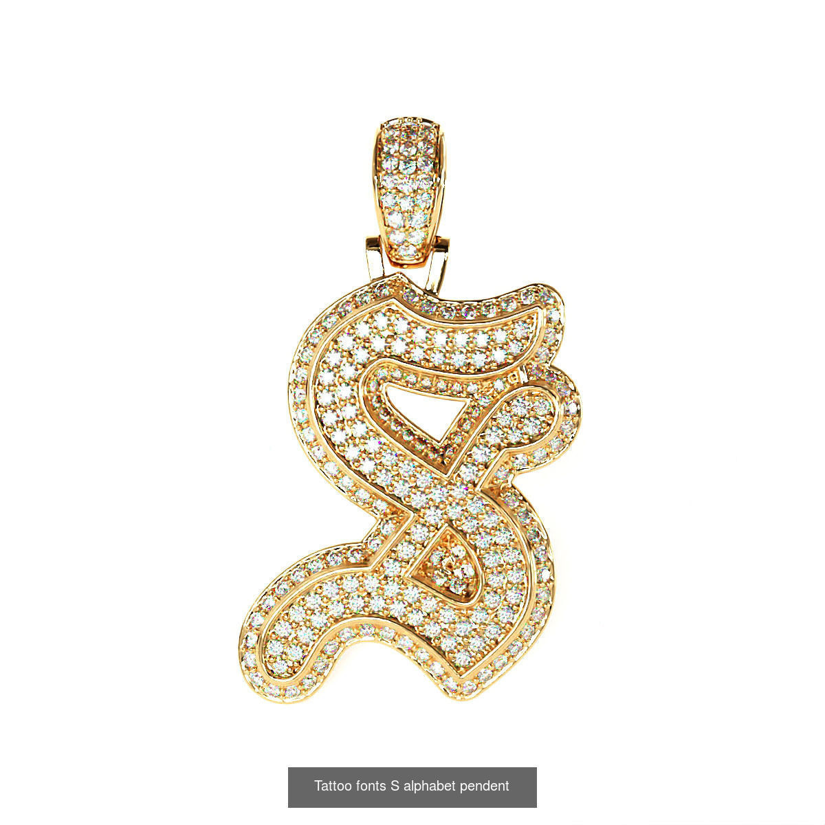 Tattoo fonts A to Z alphabet pendent 3D Model Collection_38