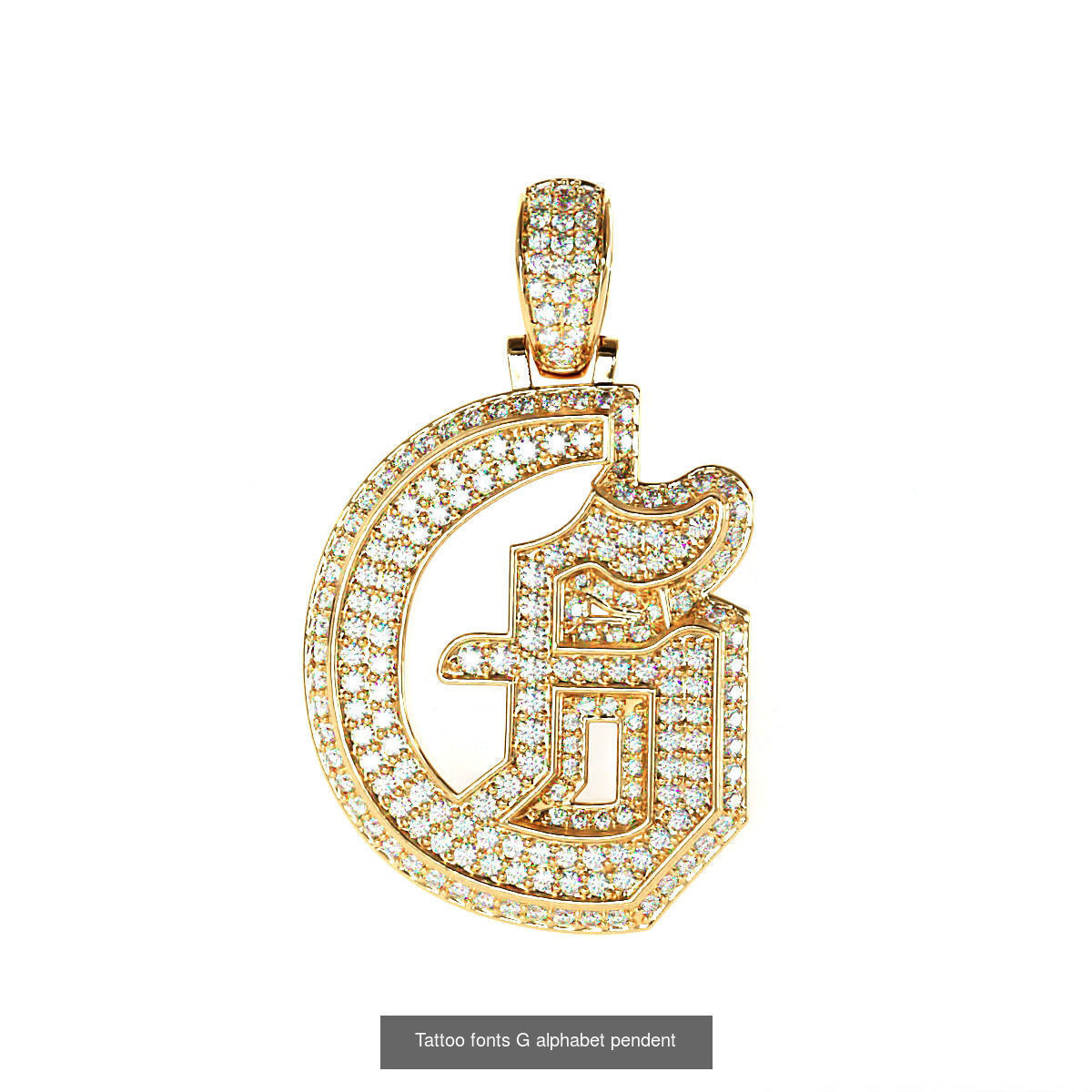 Tattoo fonts A to Z alphabet pendent 3D Model Collection_14