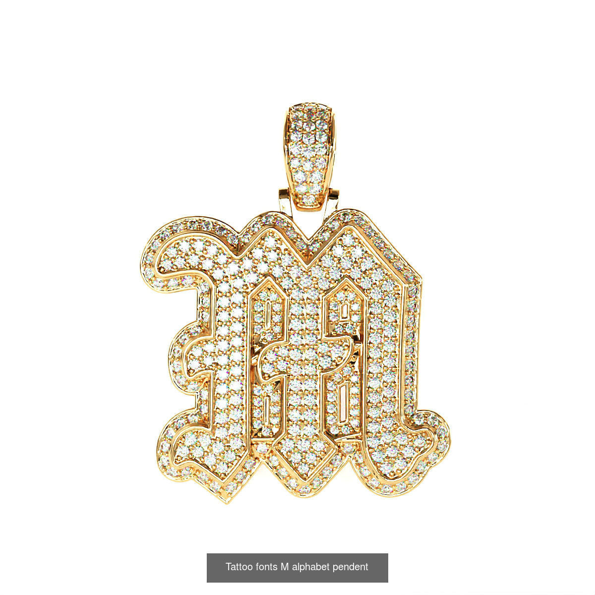 Tattoo fonts A to Z alphabet pendent 3D Model Collection_26