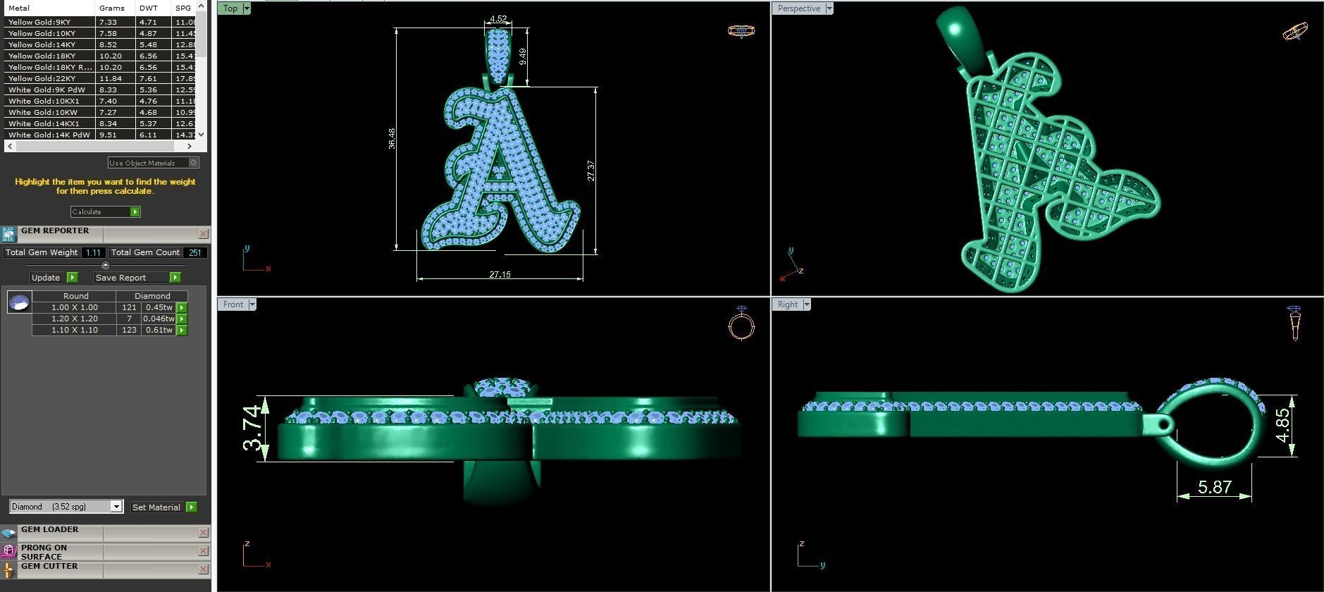 Tattoo fonts A to Z alphabet pendent 3D Model Collection_3