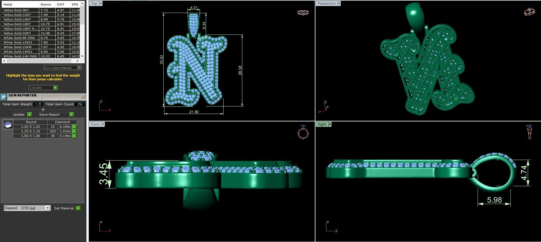 Tattoo fonts A to Z alphabet pendent 3D Model Collection_29