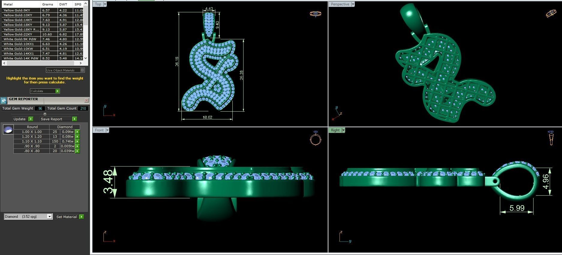 Tattoo fonts A to Z alphabet pendent 3D Model Collection_39