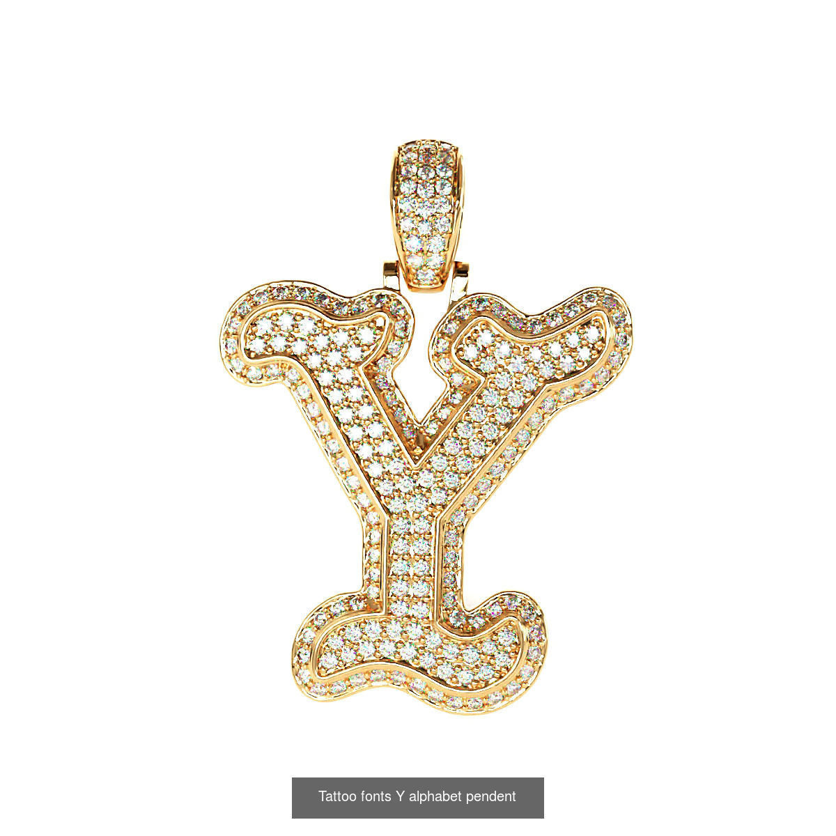 Tattoo fonts A to Z alphabet pendent 3D Model Collection_50