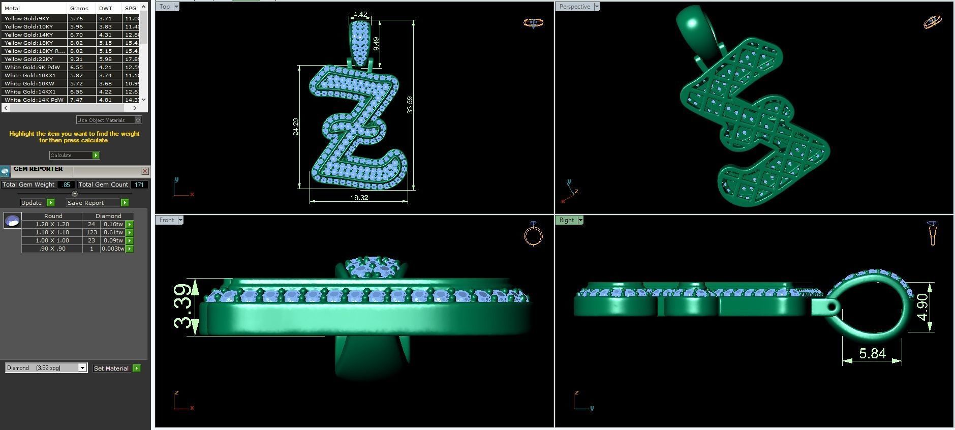 Tattoo fonts A to Z alphabet pendent 3D Model Collection_53