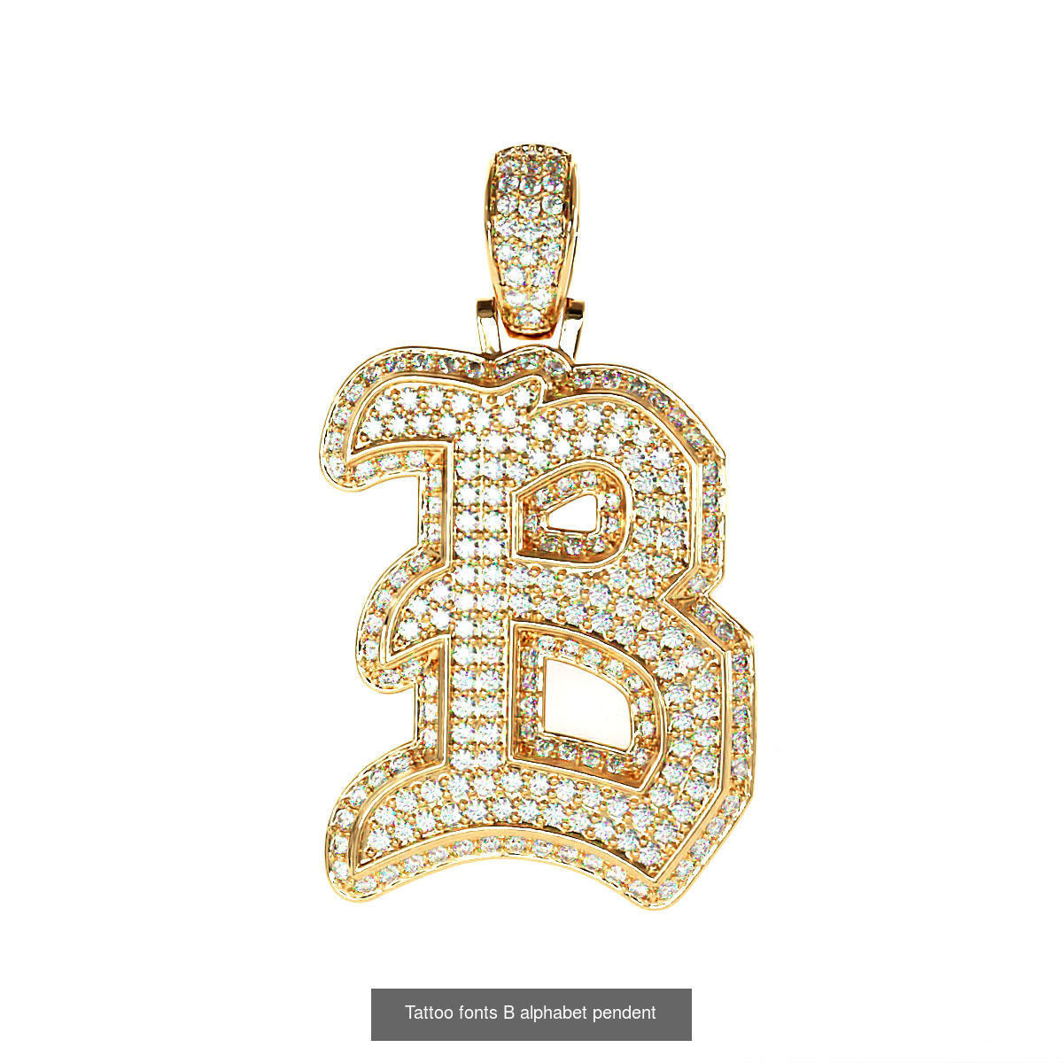 Tattoo fonts A to Z alphabet pendent 3D Model Collection_4