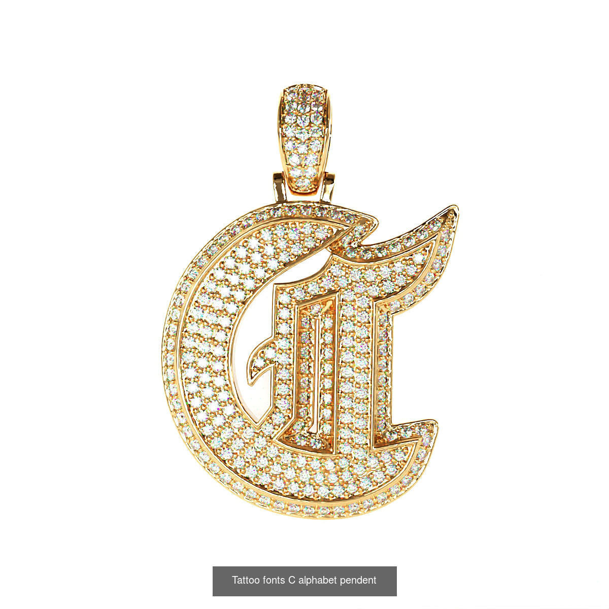 Tattoo fonts A to Z alphabet pendent 3D Model Collection_6