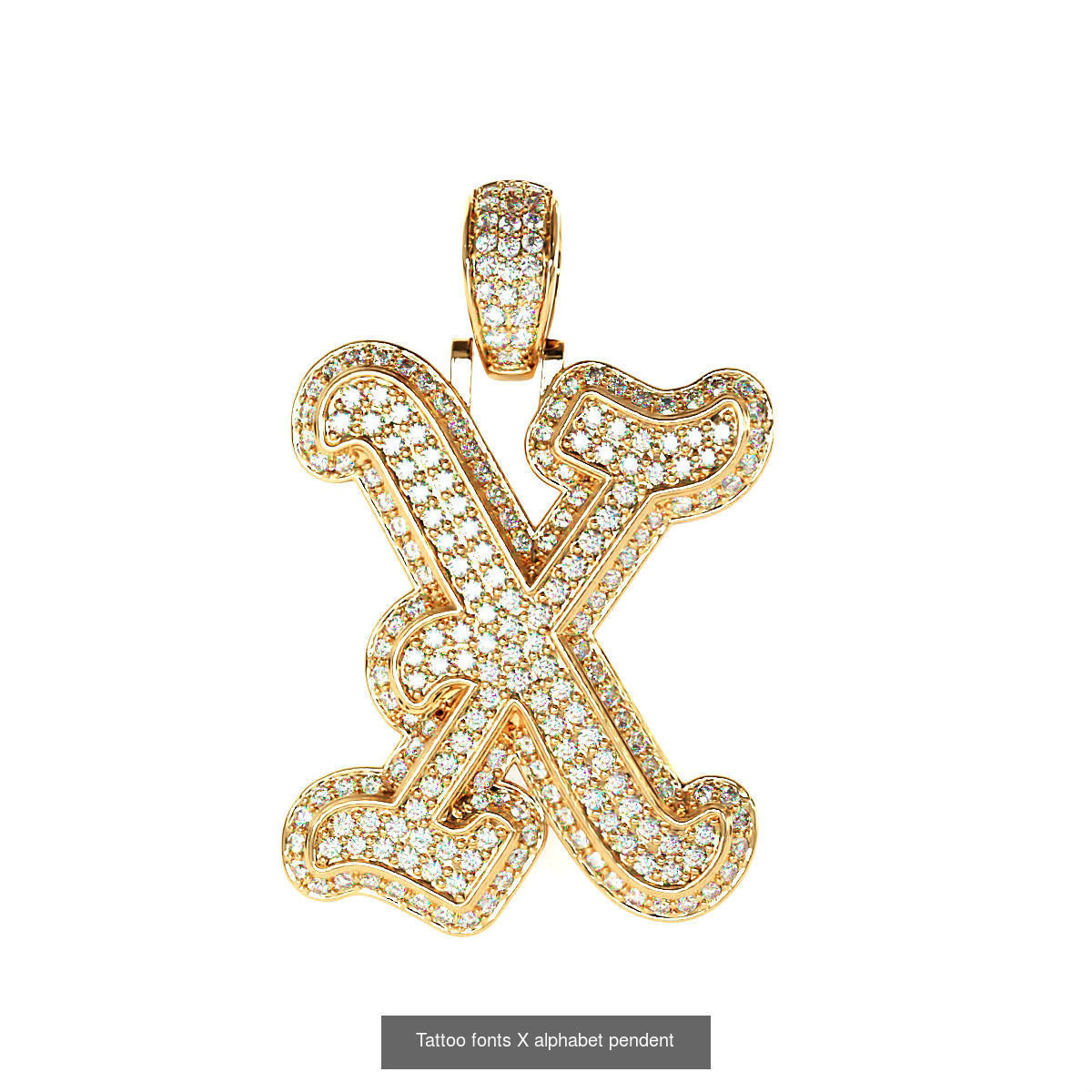 Tattoo fonts A to Z alphabet pendent 3D Model Collection_48