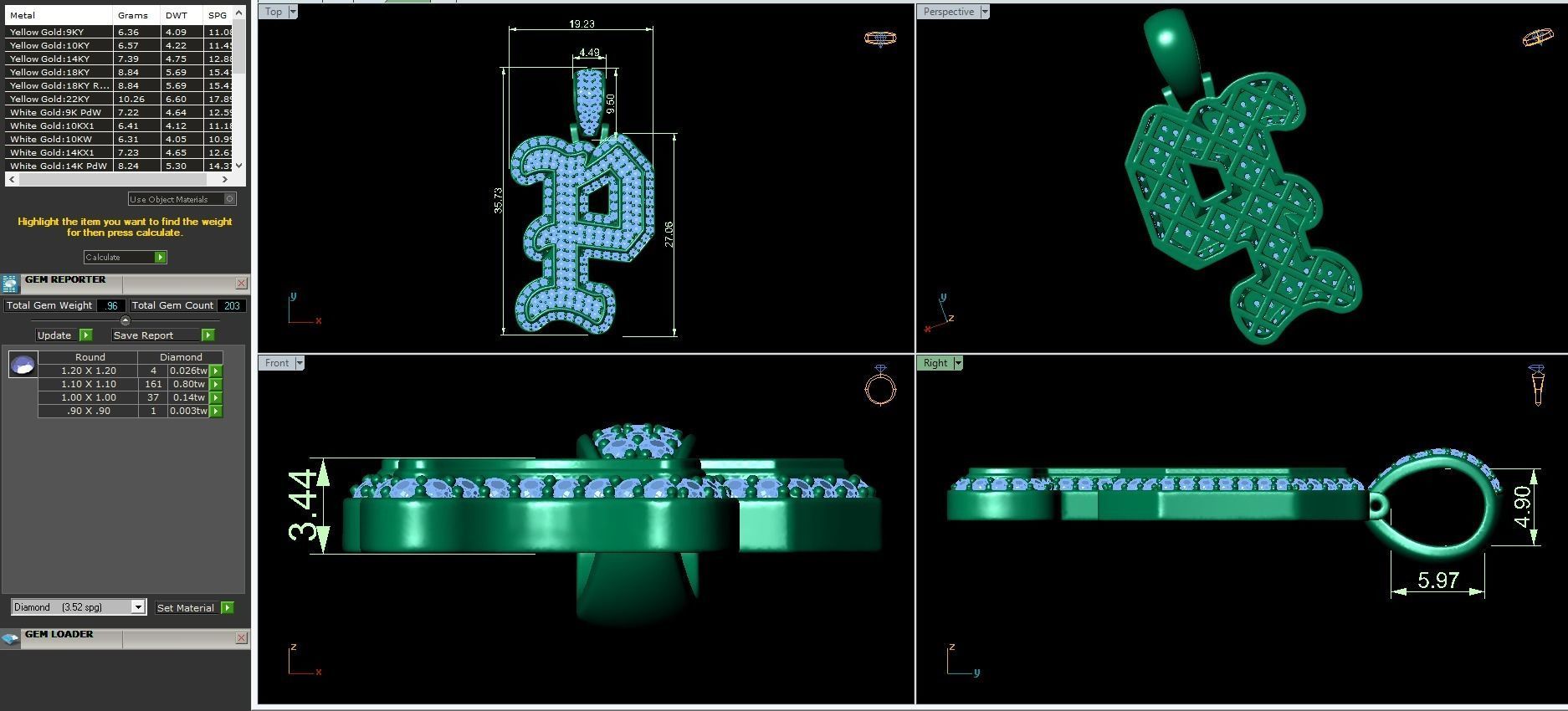 Tattoo fonts A to Z alphabet pendent 3D Model Collection_33