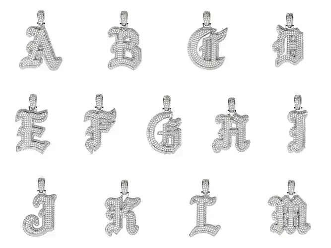Tattoo fonts A to Z alphabet pendent
