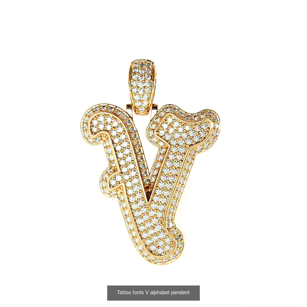 Tattoo fonts A to Z alphabet pendent 3D Model Collection_44