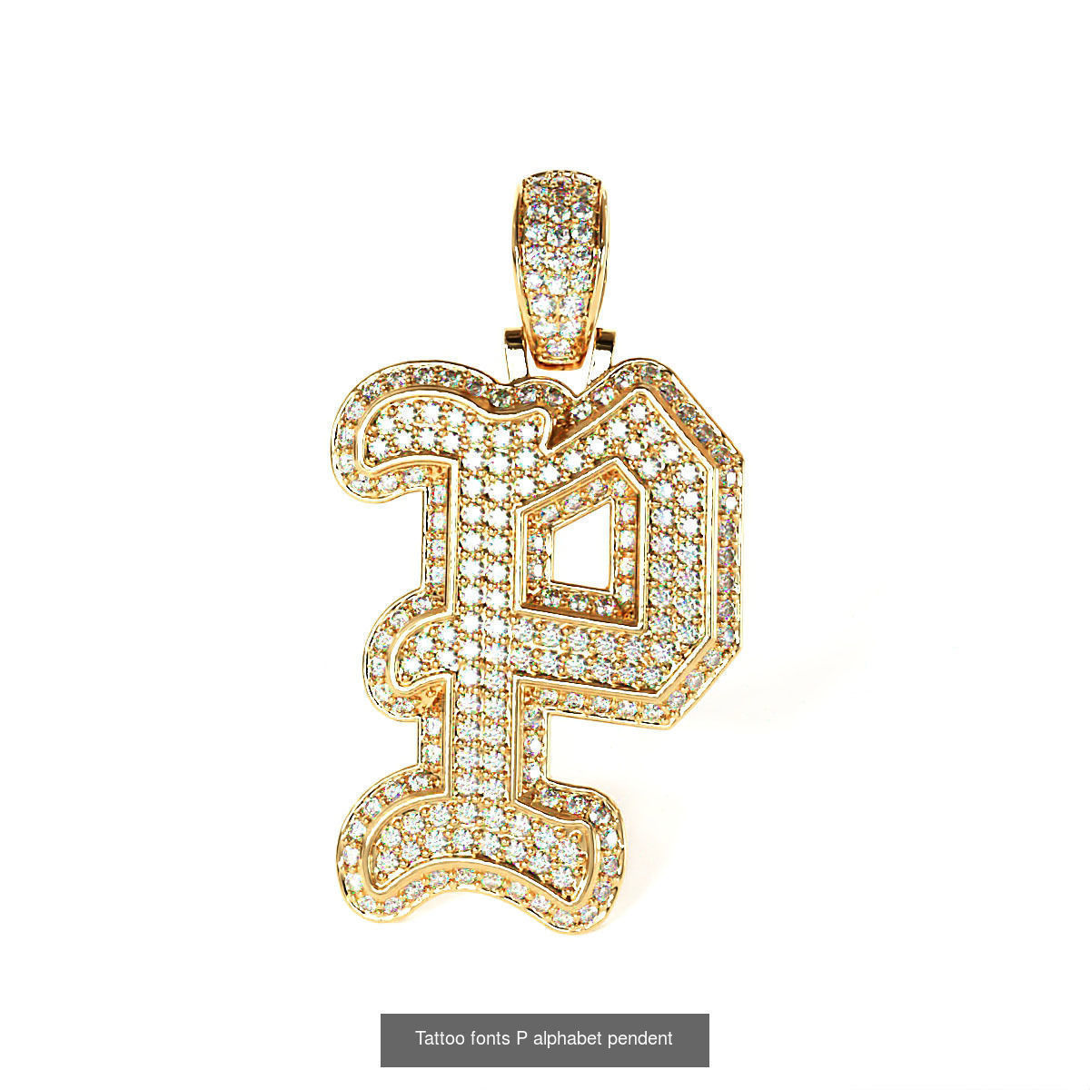 Tattoo fonts A to Z alphabet pendent 3D Model Collection_32