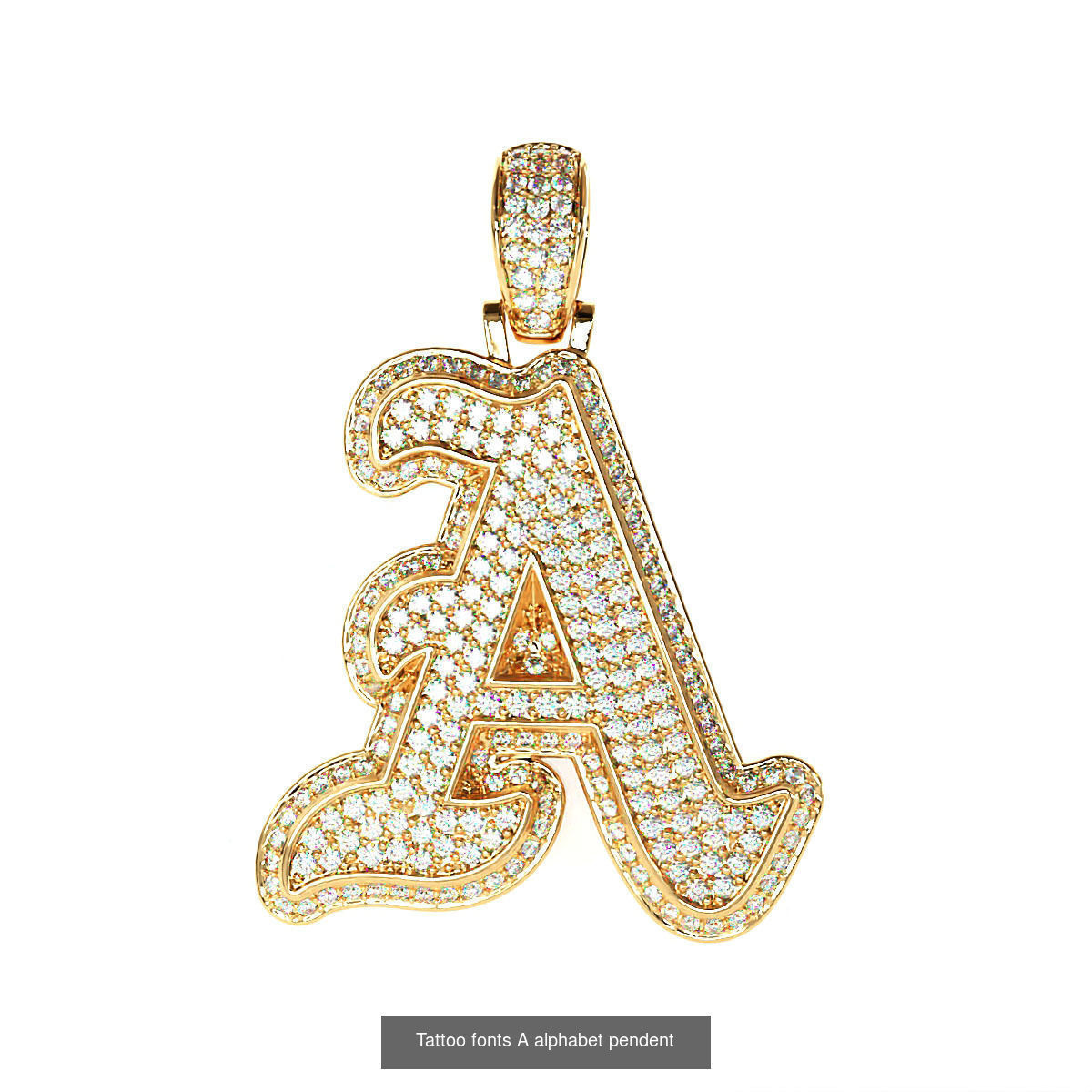 Tattoo fonts A to Z alphabet pendent 3D Model Collection_2