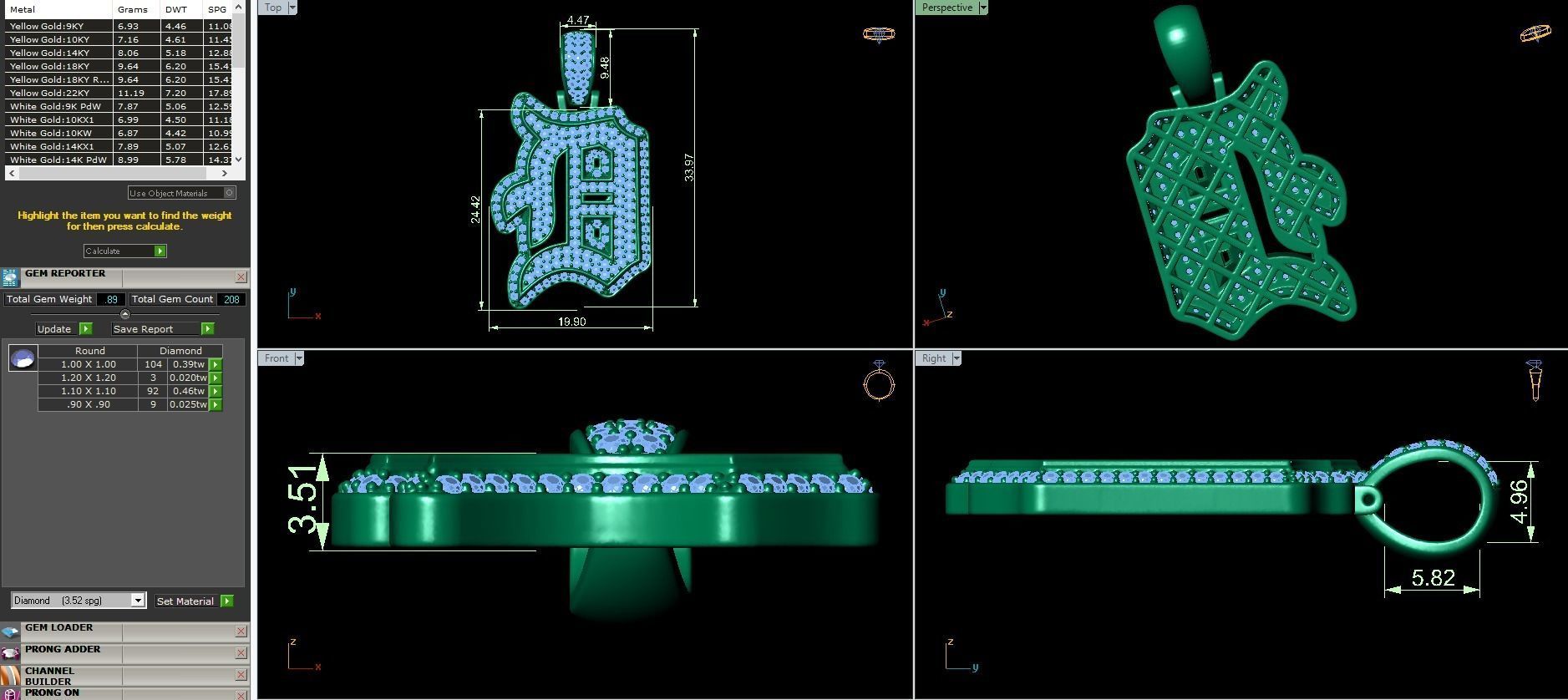 Tattoo fonts A to Z alphabet pendent 3D Model Collection_9