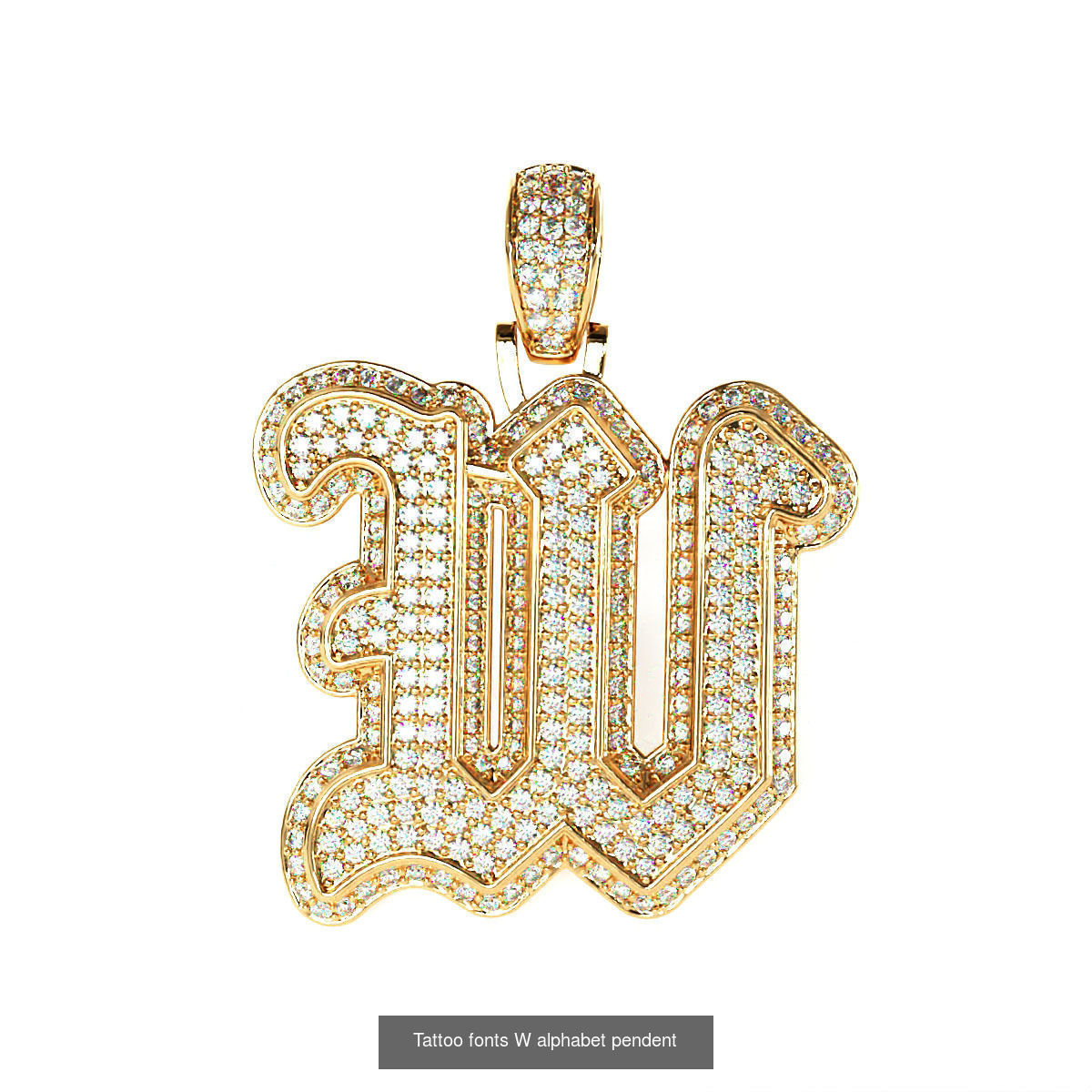 Tattoo fonts A to Z alphabet pendent 3D Model Collection_46