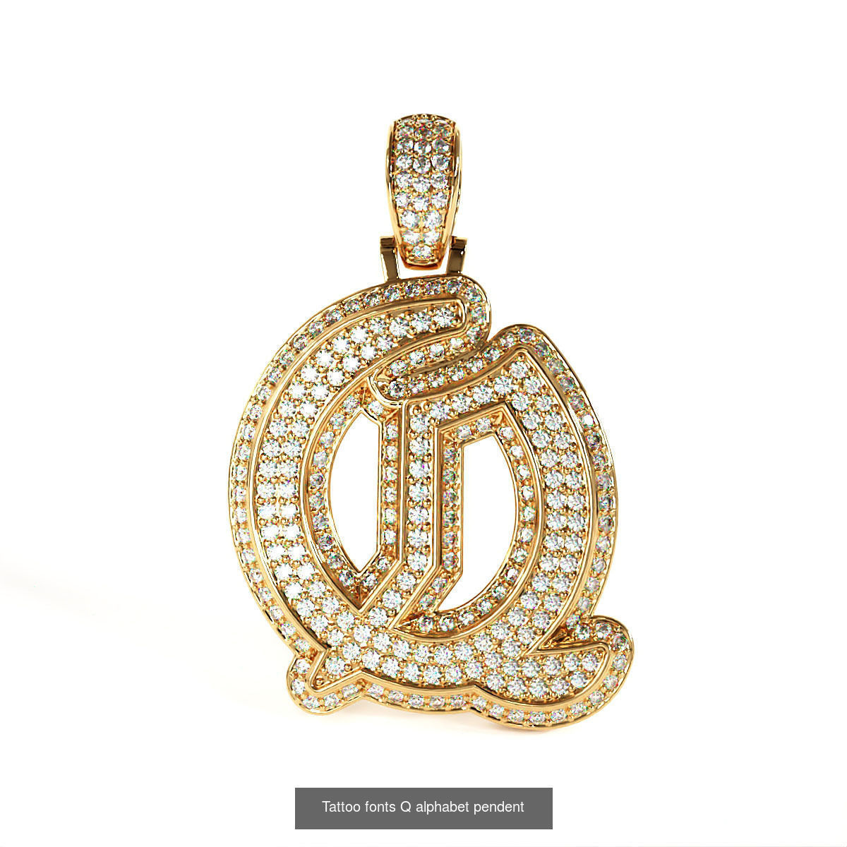 Tattoo fonts A to Z alphabet pendent 3D Model Collection_34