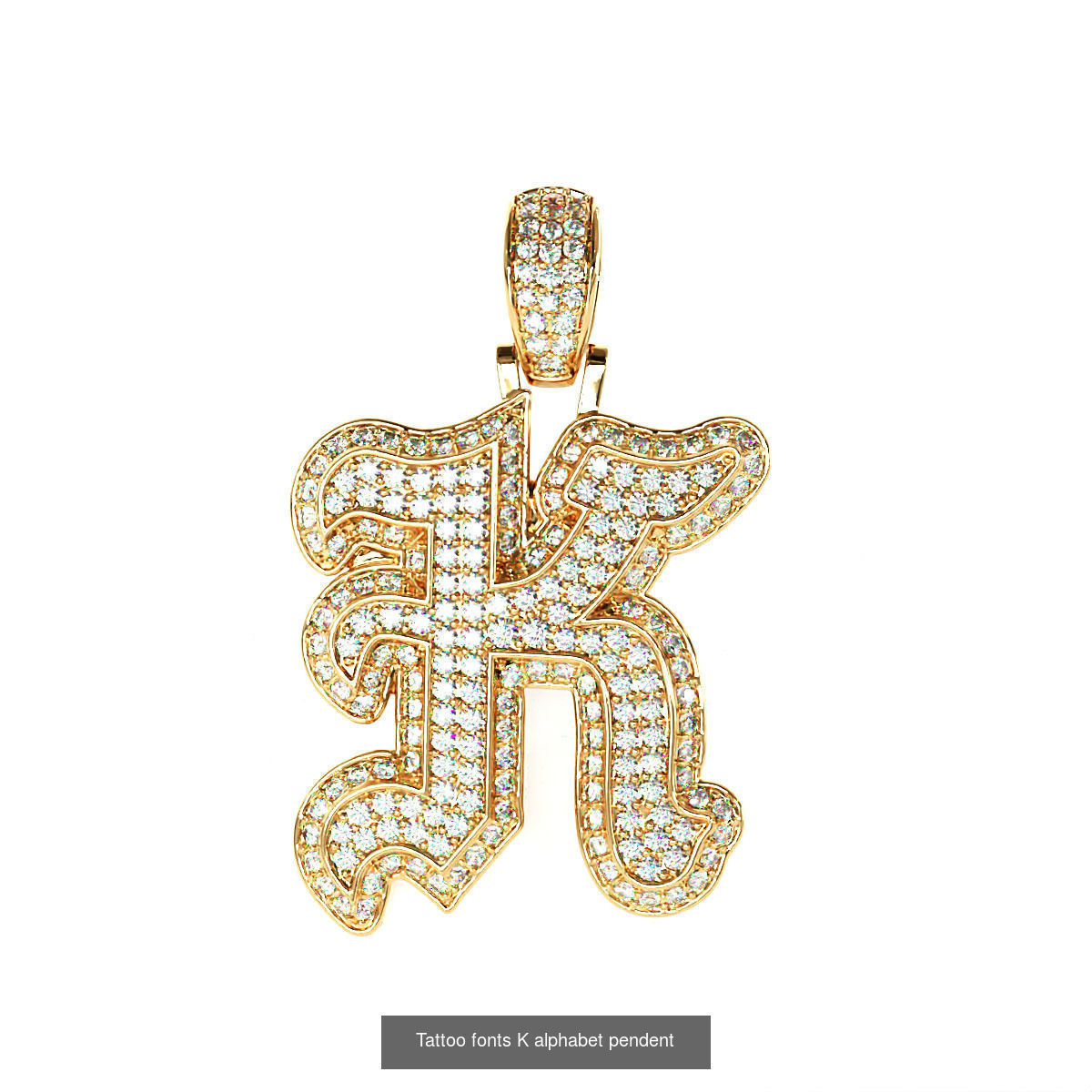 Tattoo fonts A to Z alphabet pendent 3D Model Collection_22