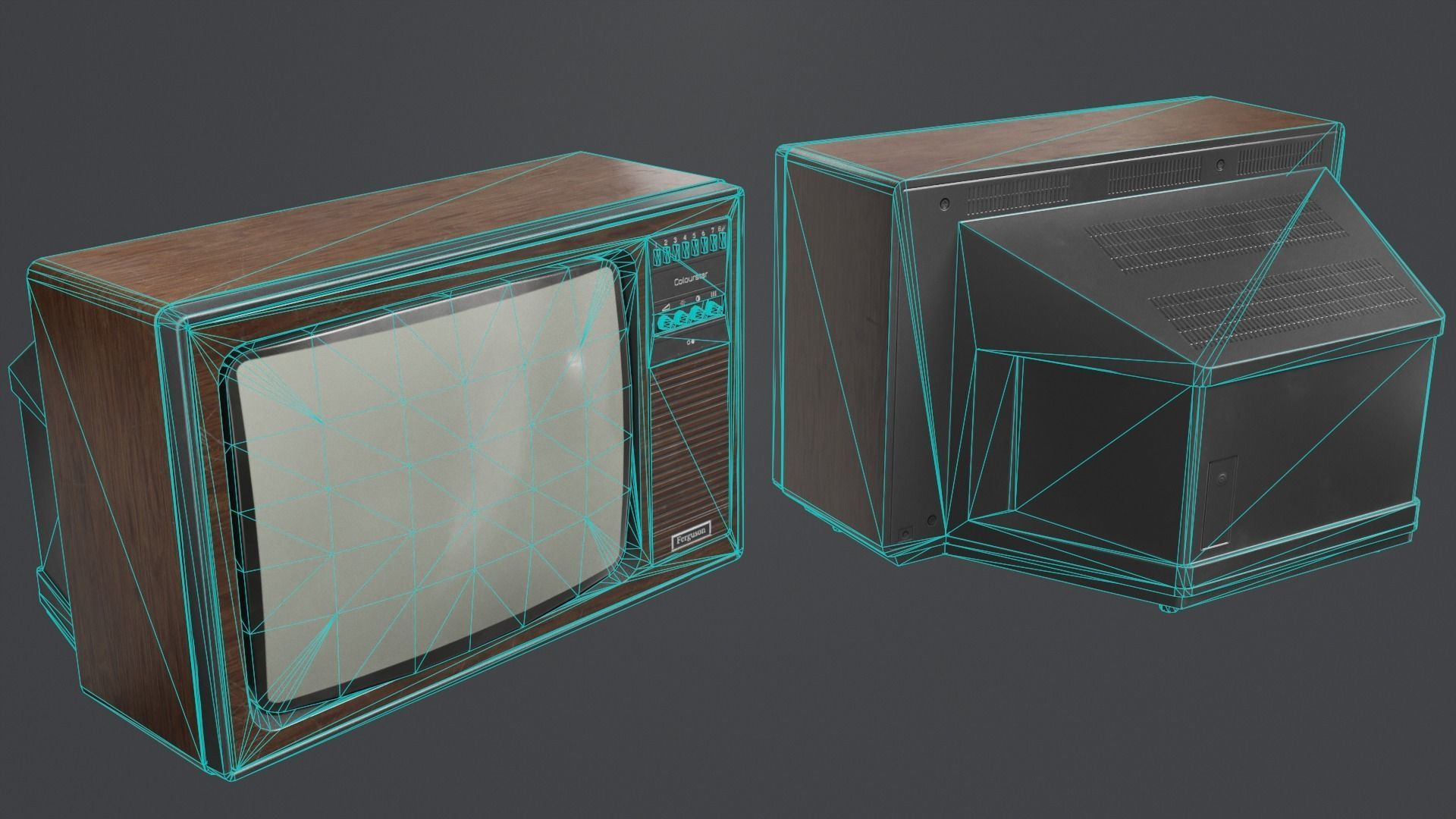 Vintage Ferguson TV Low-poly 3D model Low-poly 3D model_3