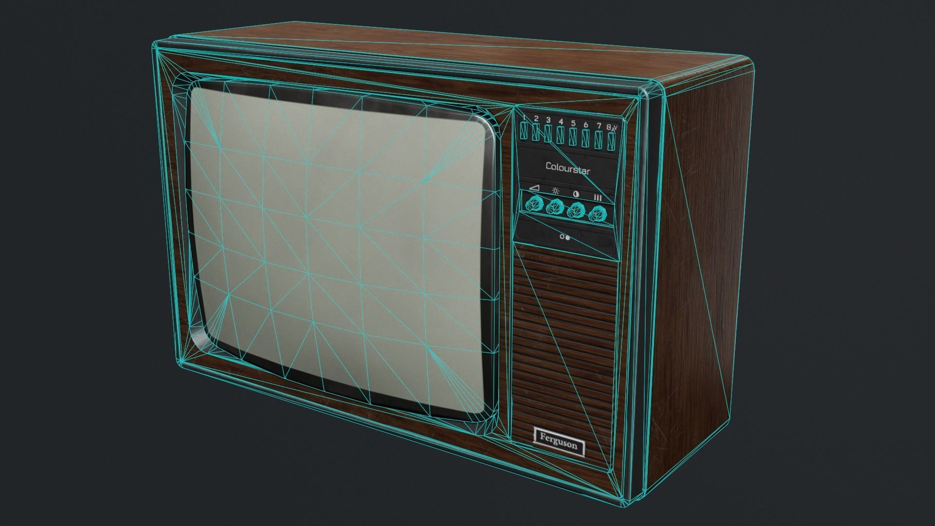 Vintage Ferguson TV Low-poly 3D model Low-poly 3D model_1