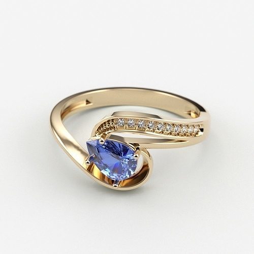 Women jewelry ring with pear cut gem 3dm stl 3D print model