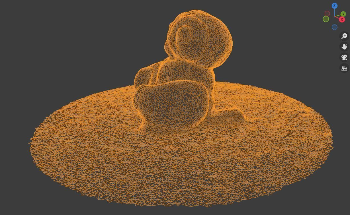 Cute owl handmade statue painted scanned toy to carry things 3D model_17