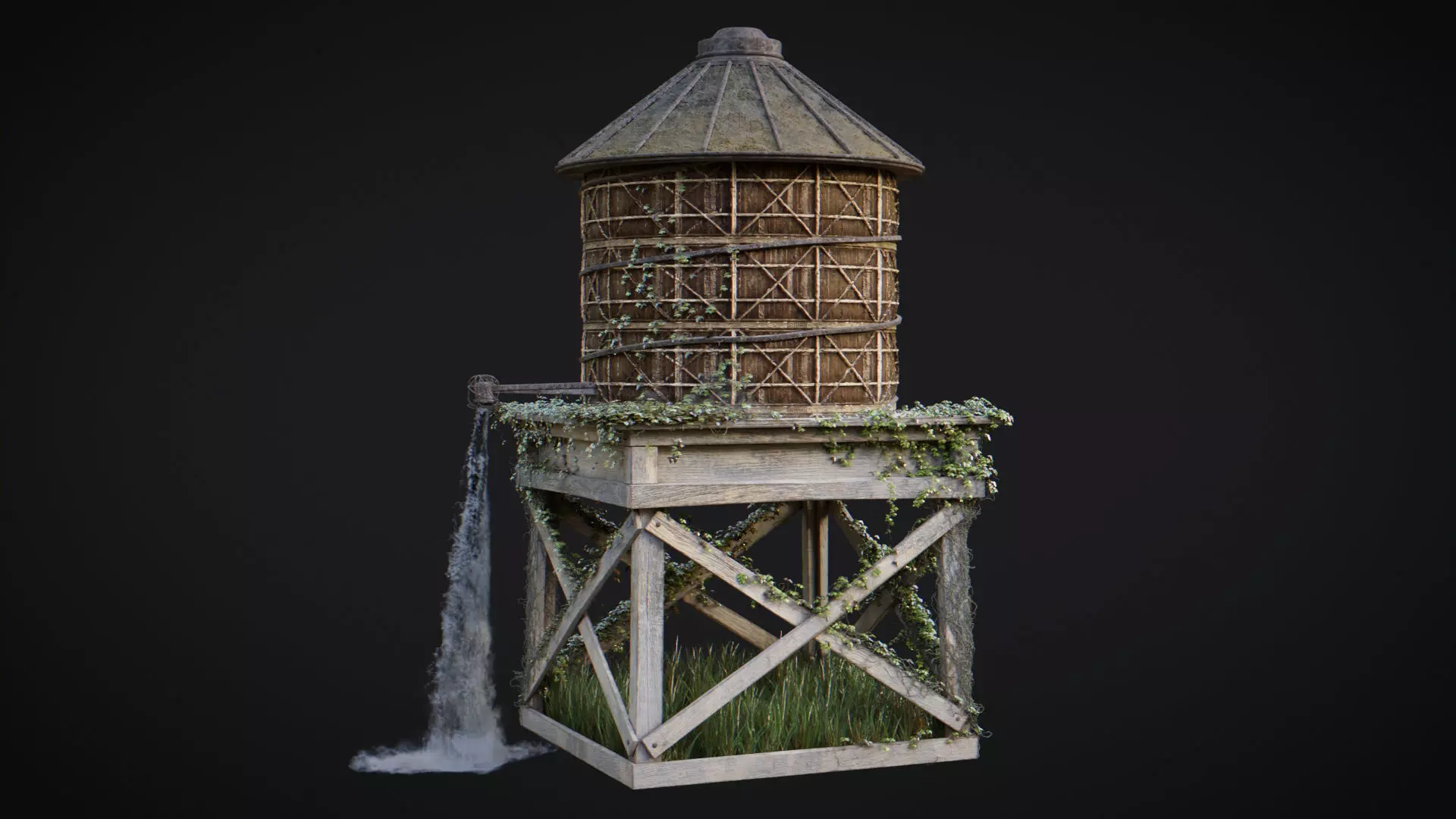 Water Pumping Windmill Low-poly 3D model