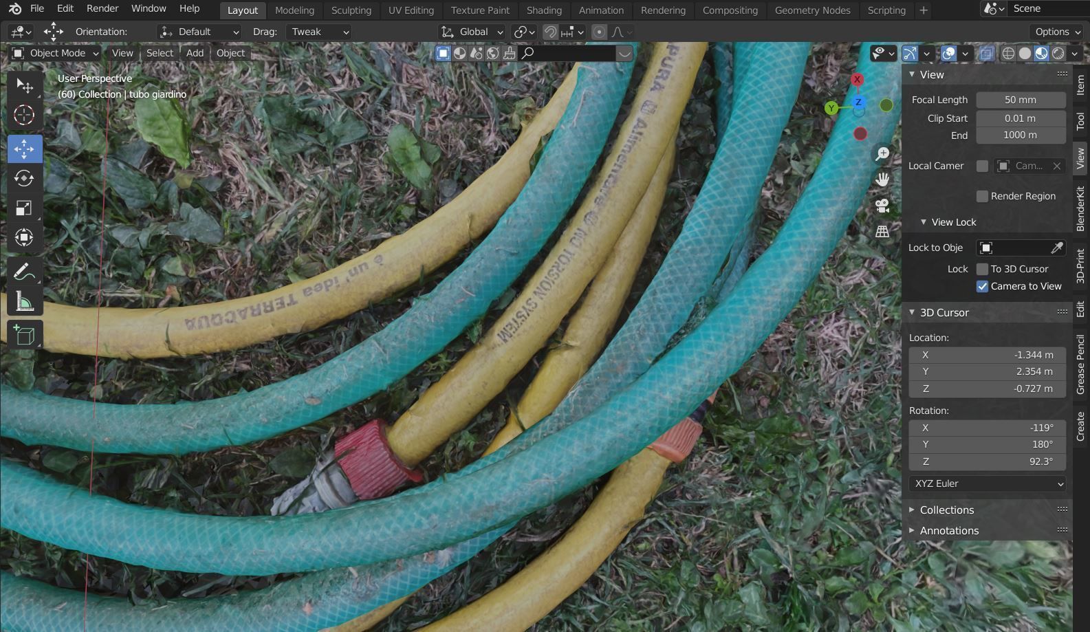 PVC Garden Hose Pipe Tube tool to irrigate vegetable with water 3D model_7