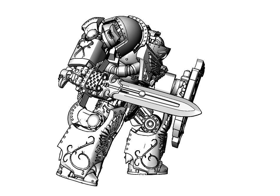 Auric Mechanical Swordsman Free 3D print model_2