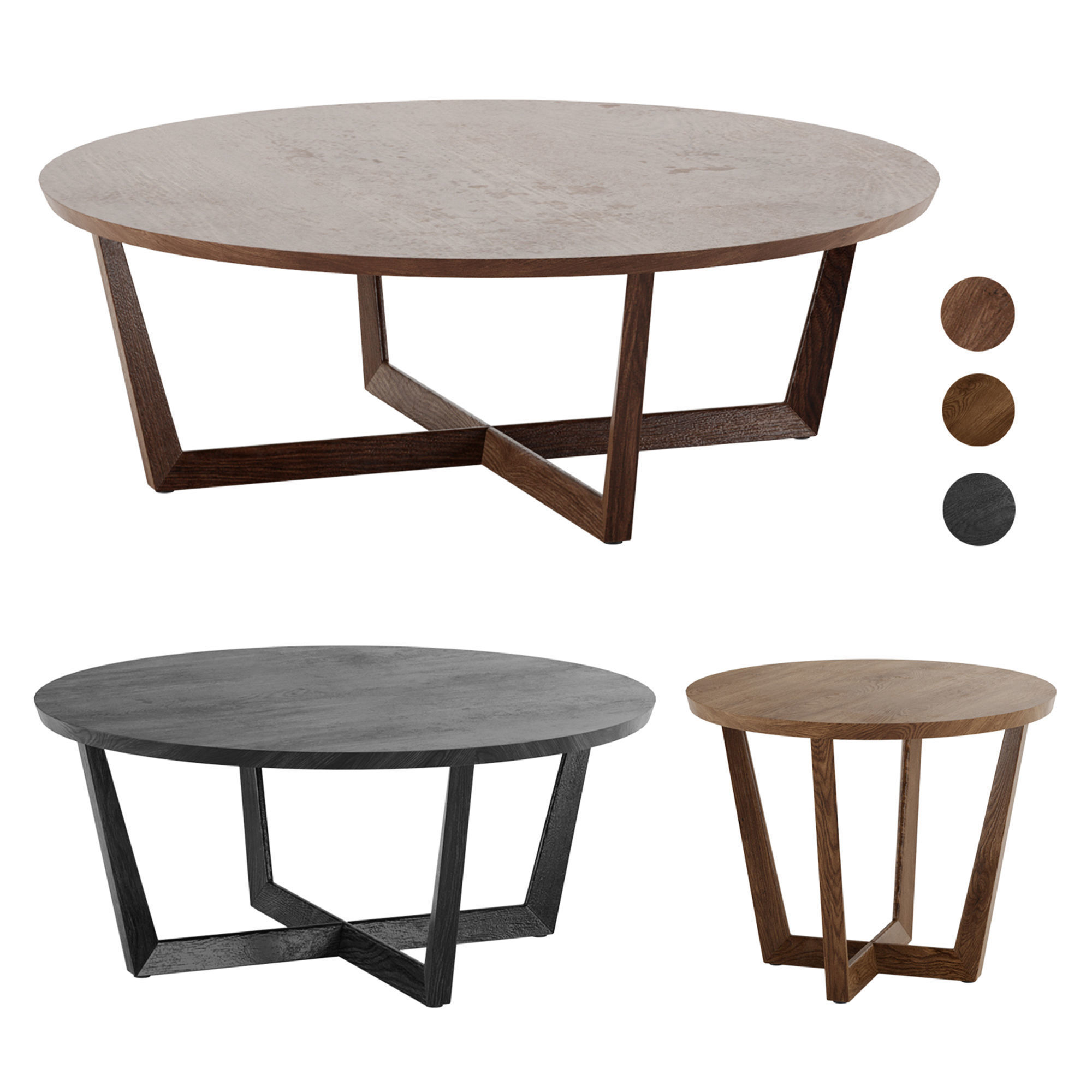 Stowe Round Coffee Table West Elm 3D model_0