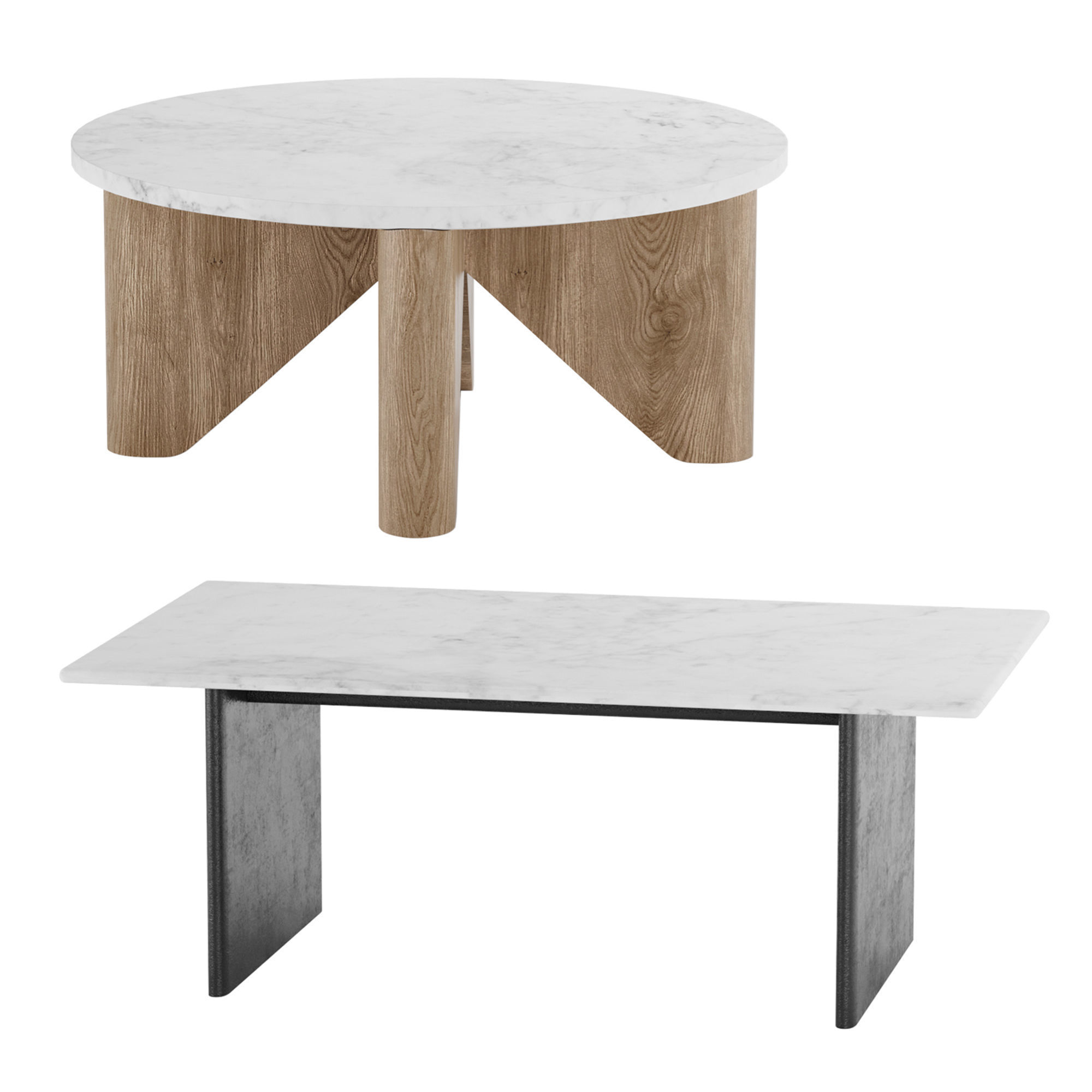 Maddox Anton Marble Topped Coffee Table West Elm 3D model_1