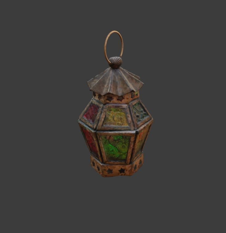Moroccan Hanging Lantern oriental candle colorful glass pattern 3D model_8