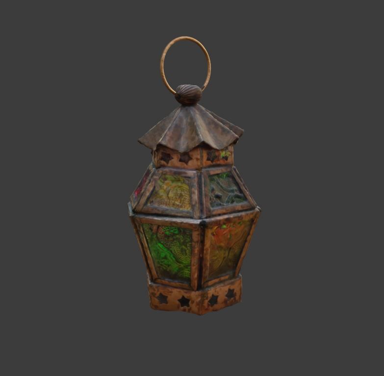 Moroccan Hanging Lantern oriental candle colorful glass pattern 3D model_18