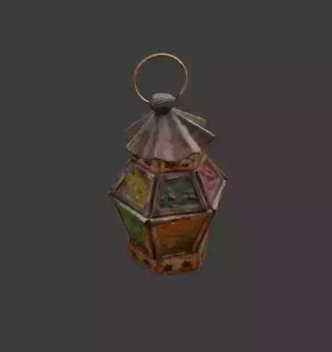 Moroccan Hanging Lantern oriental candle colorful glass pattern 3D model